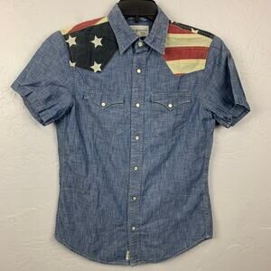 Denim & Supply Ralph Lauren Shirt Womens Small Pearl Snap Chambray Americana